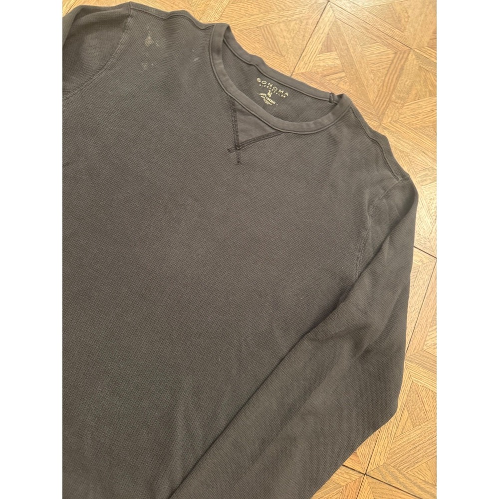 Sonoma Goods for Life Mens Thermal Shirt Gray Waffle Knit Long Sleeve Size M 7